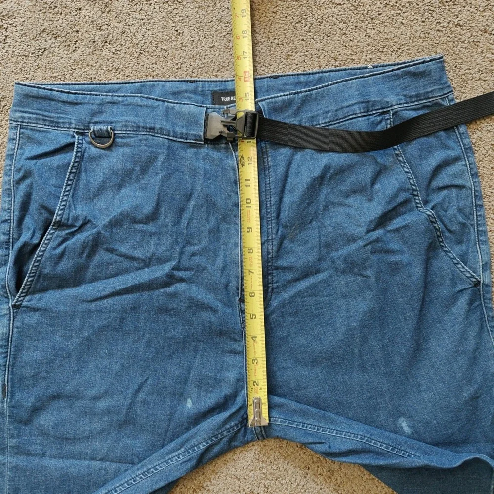 True Religion Mens 40W Blue Tactical Utility Denim Shorts Buckle Belt D-Ring‎
